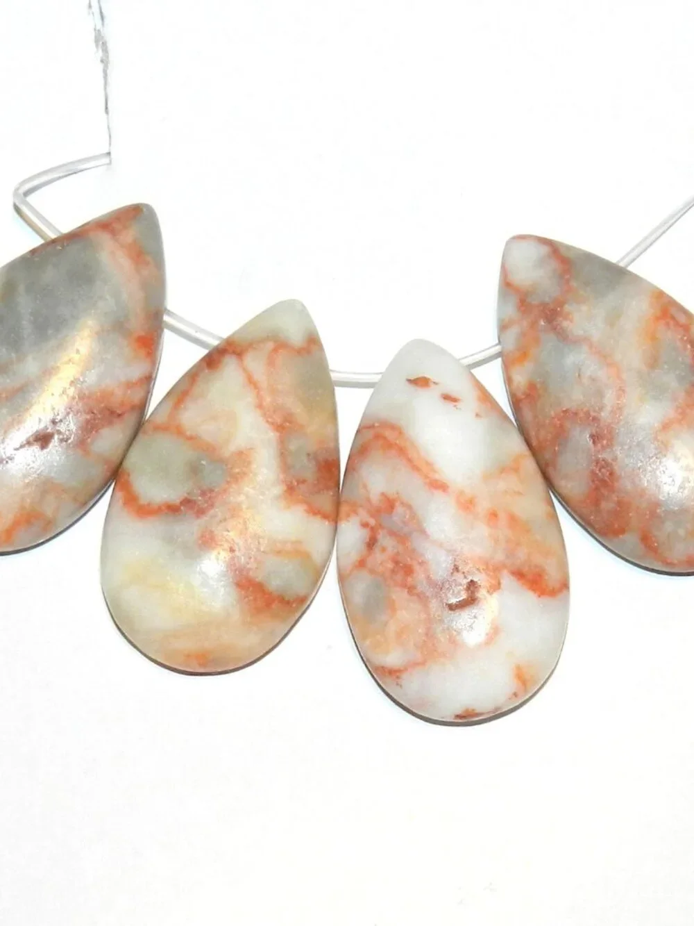 Redline Marble 28mm Teardrop 4-Piece Focal Gemstone Pendant Bead Set NG2115
